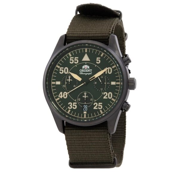 NWT Authentic Orient Chronograph Quartz Green Dial Men's Watch - Picture 1 of 3